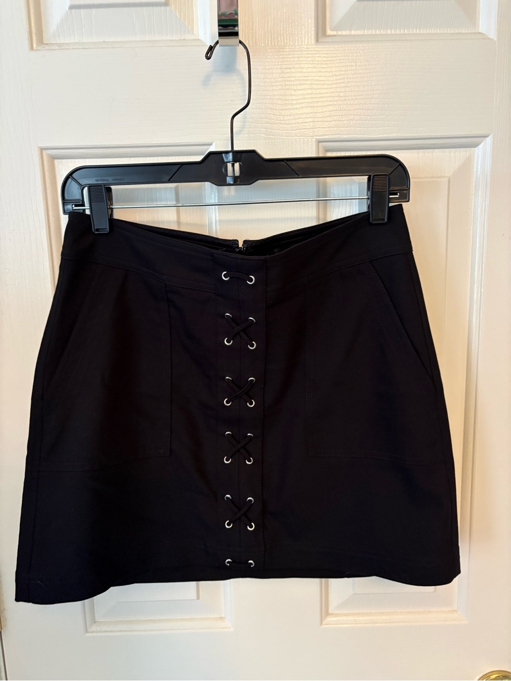 Express Black Front Lace-Up Mini Skirt